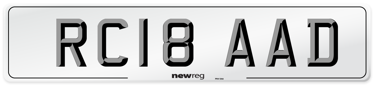 RC18 AAD Number Plate from New Reg